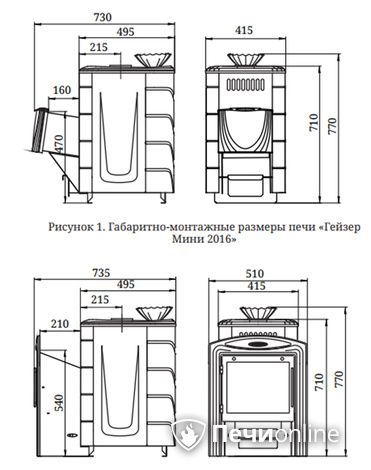 Дровяная банная печь TMF Гейзер Мини 2016 Carbon ДН КТК ЗК антрацит в Саратове