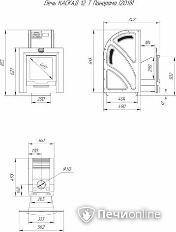 Дровяная банная печь Теплодар Каскад-12 Т Панорама (2018) в Саратове