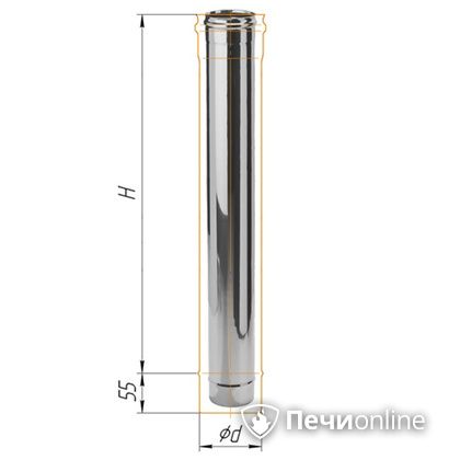Дымоход Феррум Дымоход нержавейка 08 d-115 L=1м в Саратове