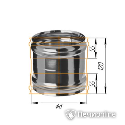 Дымоход Феррум Адаптер ММ для печи нержавеющий 08 d-120 в Саратове