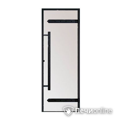 Дверь для бани Harvia Стеклянная дверь для сауны LEGEND 7/19 черная коробка сосна сатин D71905МL в Саратове